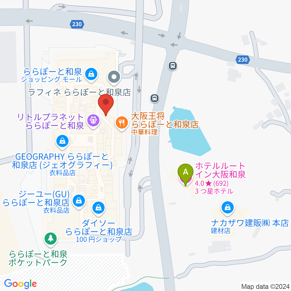 HMVららぽーと和泉周辺のホテル一覧地図