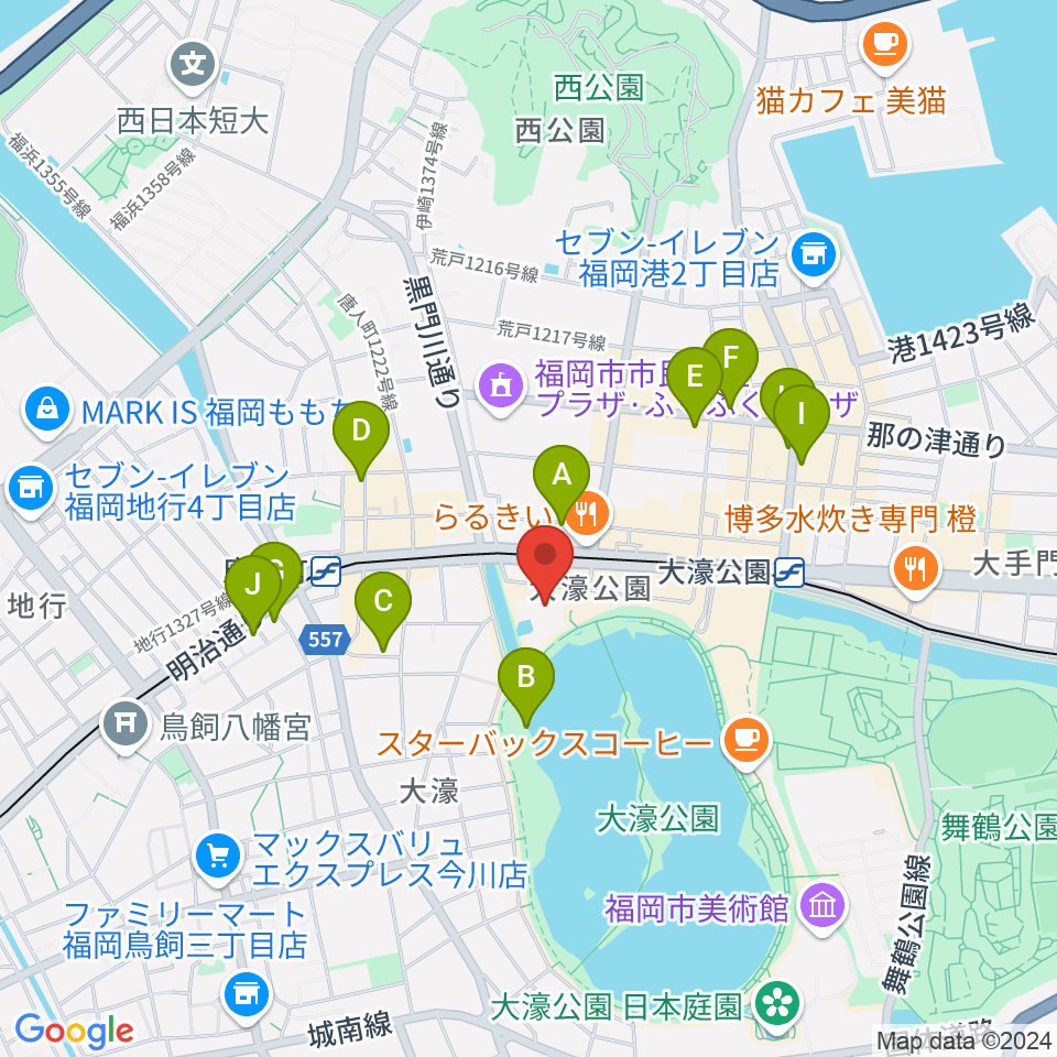 大濠公園能楽堂周辺のホテル一覧地図