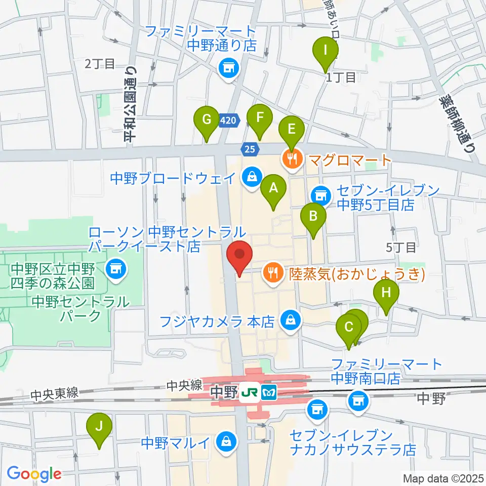 レア中野店周辺のホテル一覧地図