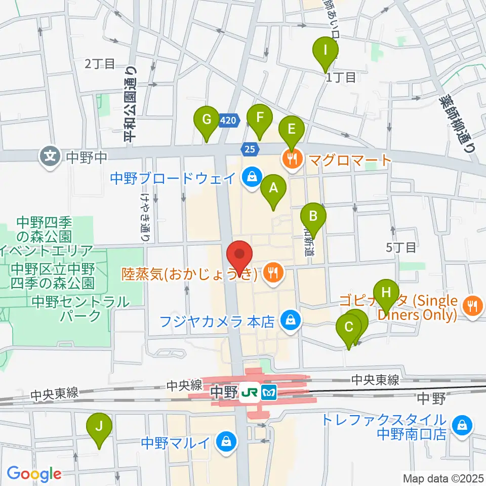 レア中野店周辺のホテル一覧地図
