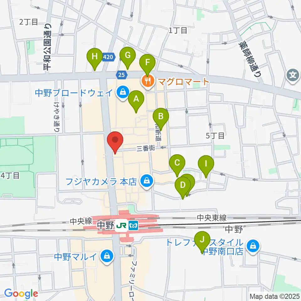レア中野店周辺のホテル一覧地図