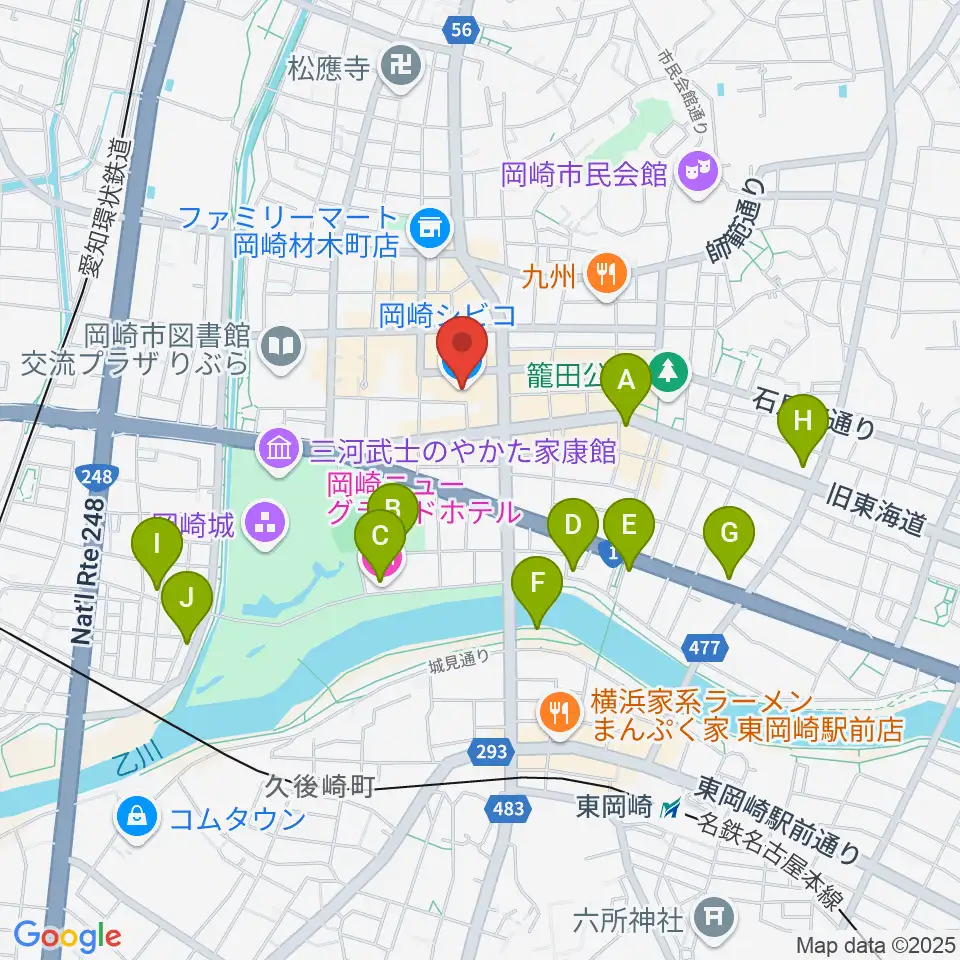 バナナレコード岡崎シビコ店周辺のホテル一覧地図