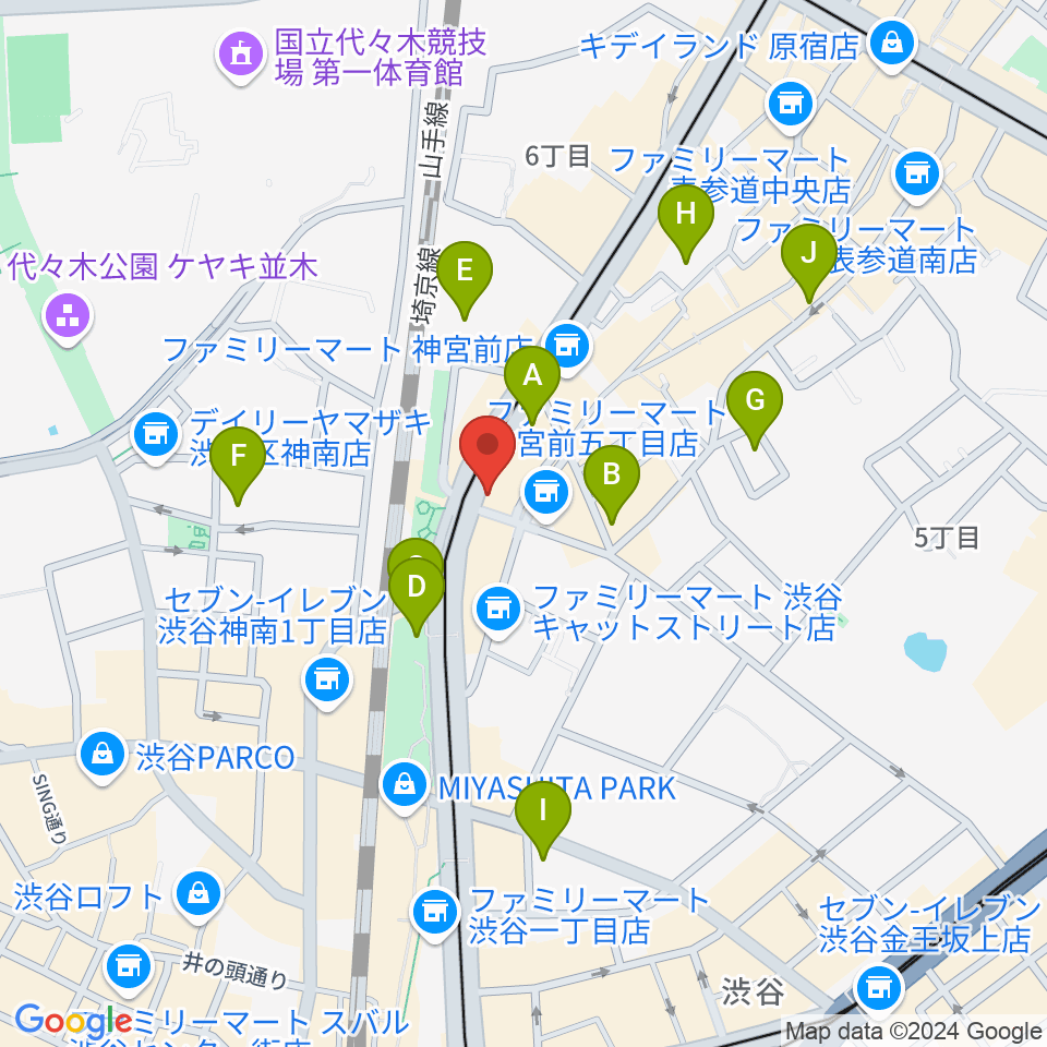 原宿クロコダイル周辺のホテル一覧地図