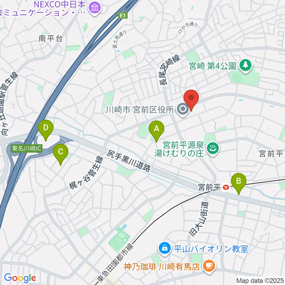 川崎市宮前市民館周辺のホテル一覧地図