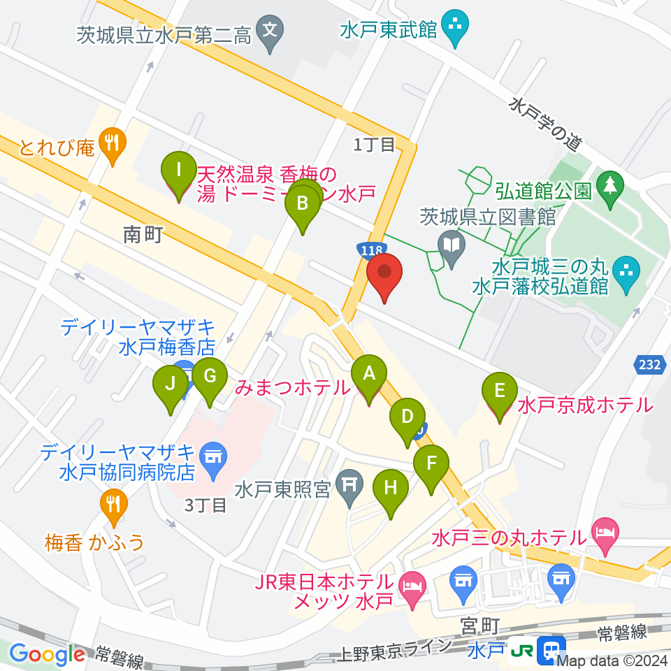 常陽藝文センター周辺のホテル一覧地図