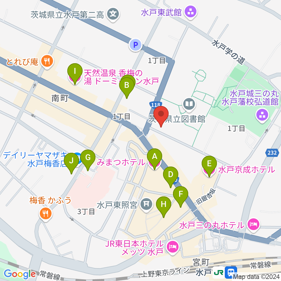 常陽藝文センター周辺のホテル一覧地図