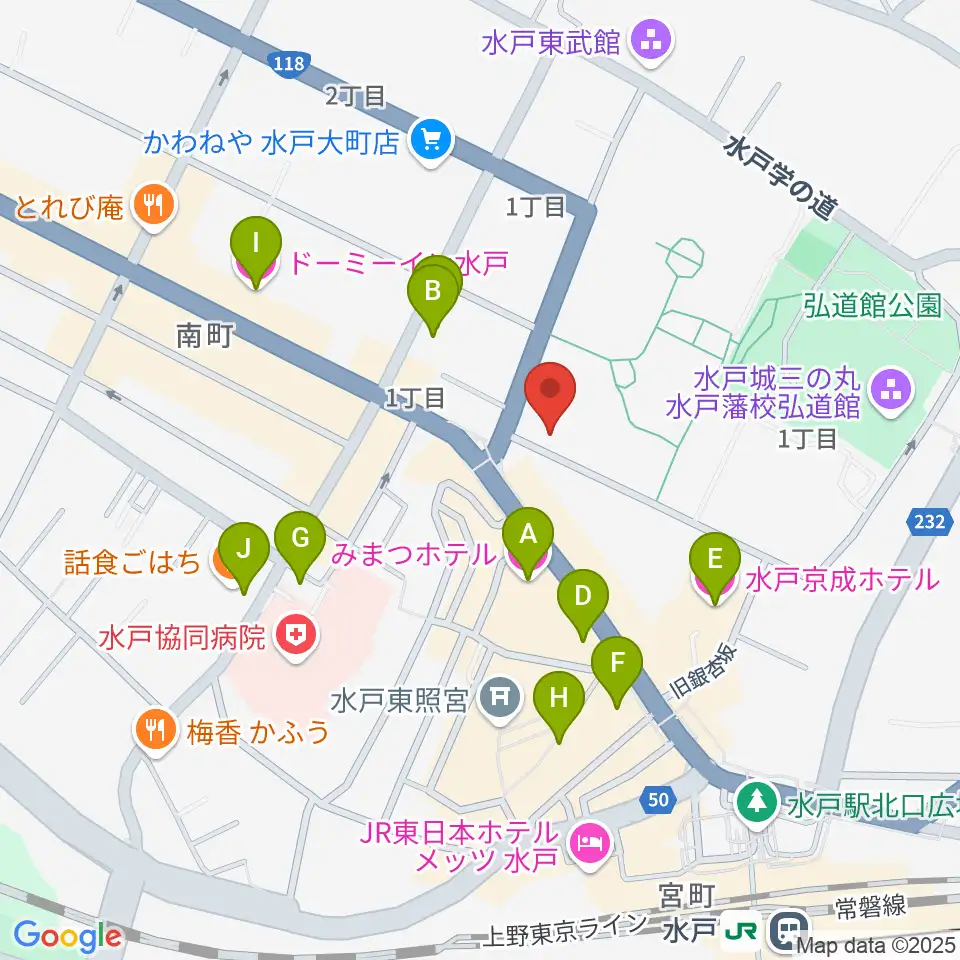常陽藝文センター周辺のホテル一覧地図