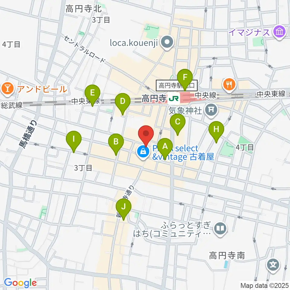 ビー・インレコーズ周辺のホテル一覧地図