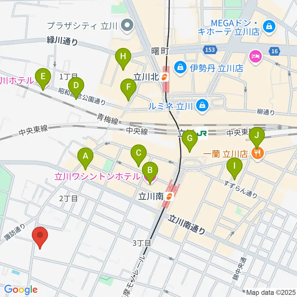 柴崎学習館周辺のホテル一覧地図