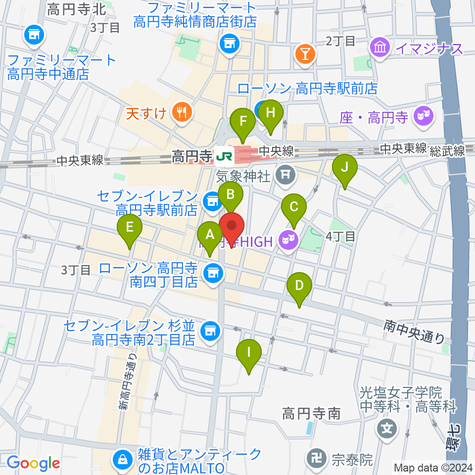 高円寺レコードショップBASE周辺のホテル一覧地図