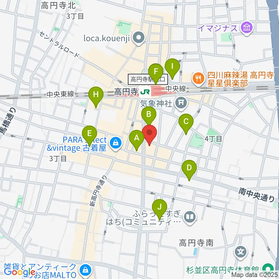 高円寺レコードショップBASE周辺のホテル一覧地図