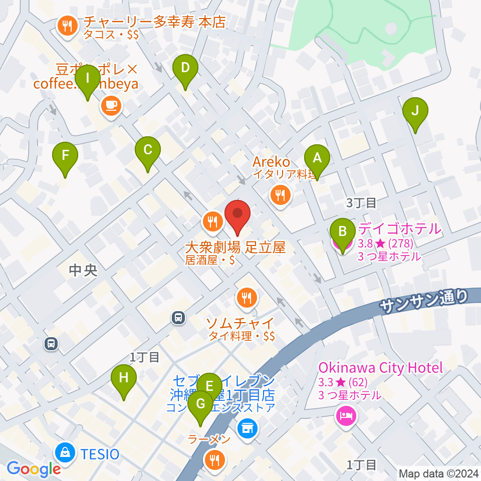 ジターヌ周辺のホテル一覧地図