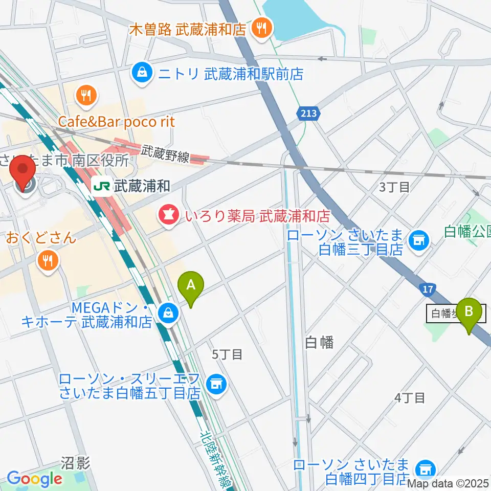 武蔵浦和コミュニティセンター周辺のホテル一覧地図