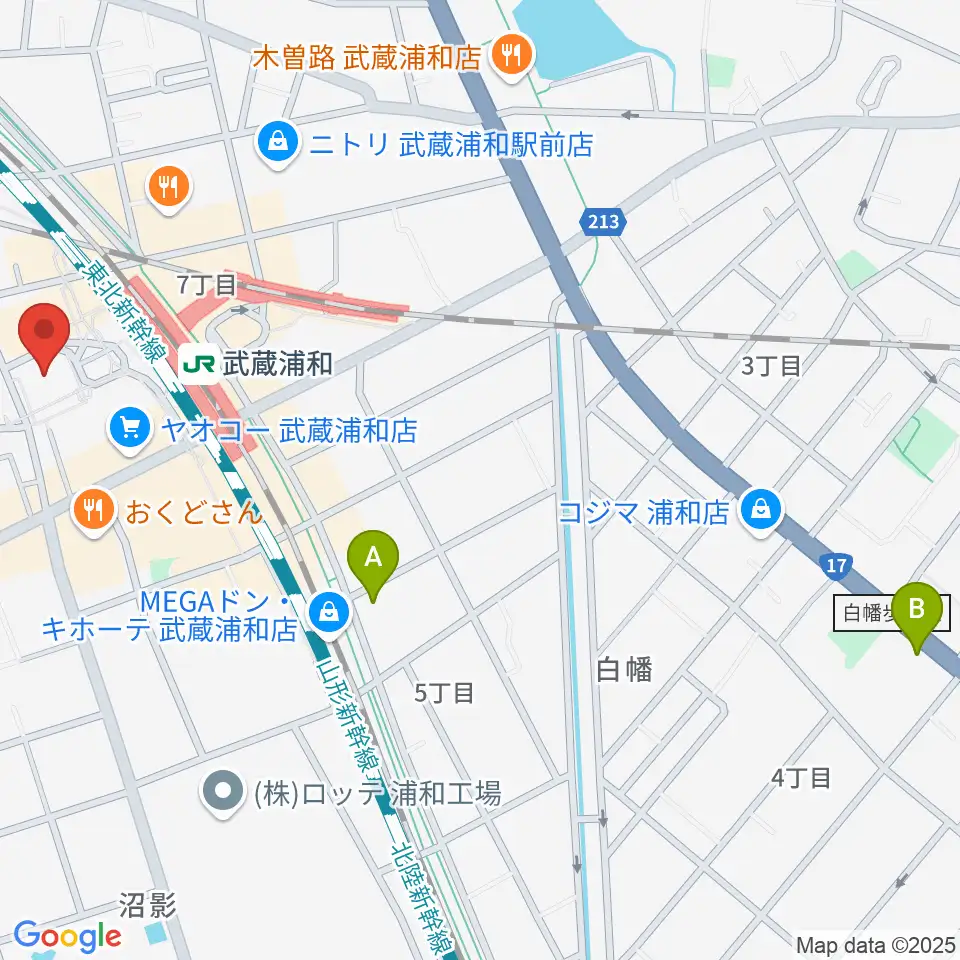 武蔵浦和コミュニティセンター周辺のホテル一覧地図