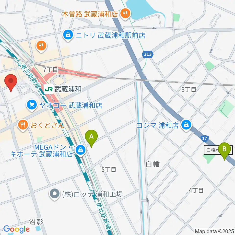 武蔵浦和コミュニティセンター周辺のホテル一覧地図