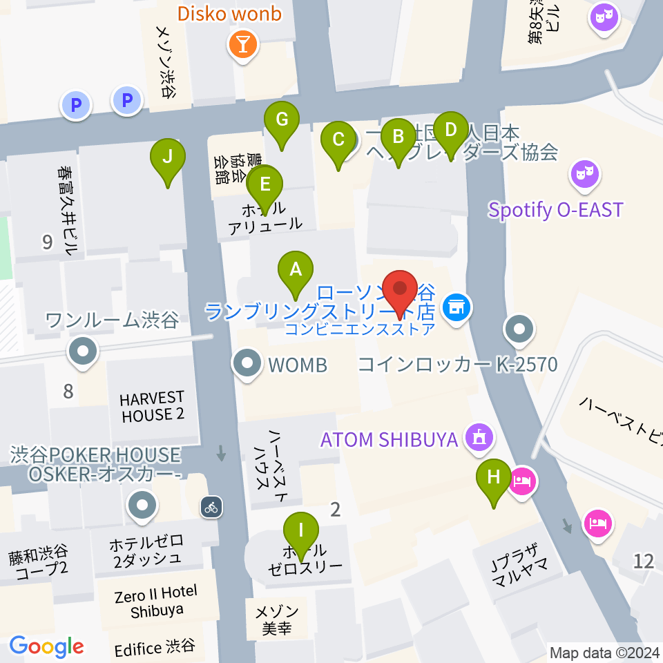 渋谷Spotify O-nest周辺のホテル一覧地図