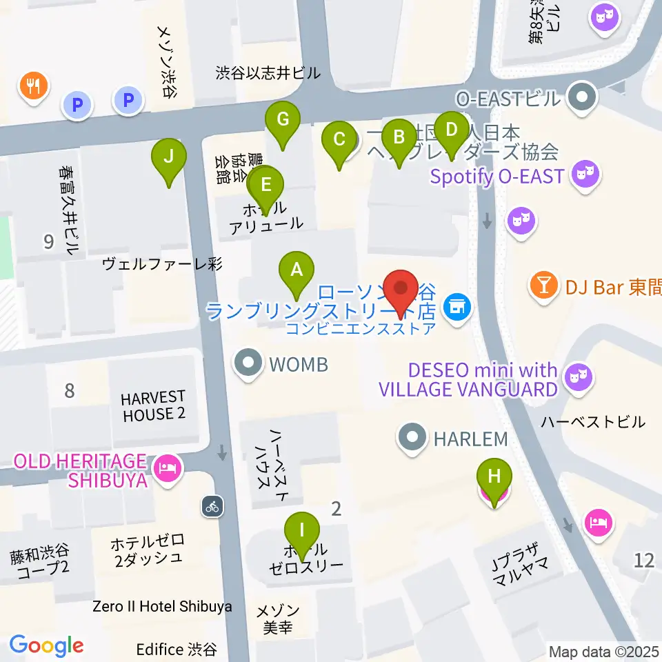 渋谷Spotify O-nest周辺のホテル一覧地図