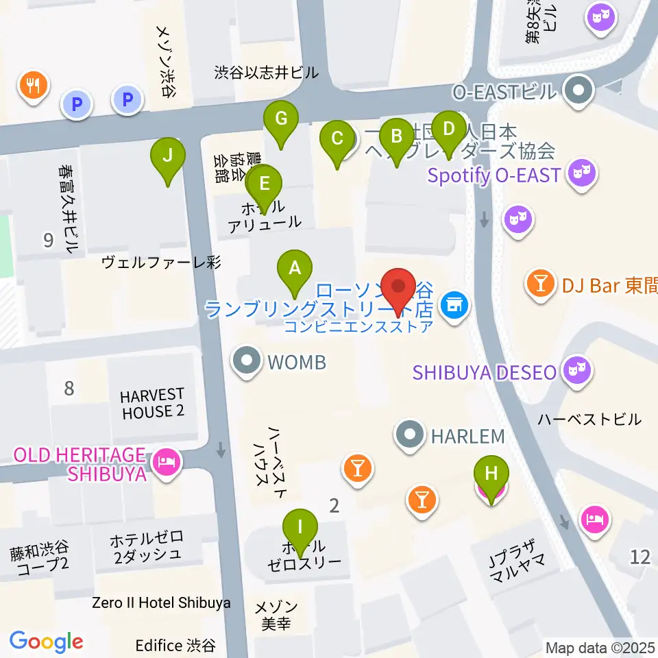 渋谷Spotify O-nest周辺のホテル一覧地図