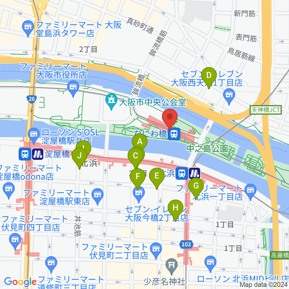 京阪電車なにわ橋駅 アートエリアB1周辺のホテル一覧地図
