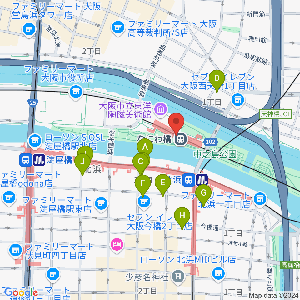 京阪電車なにわ橋駅 アートエリアB1周辺のホテル一覧地図