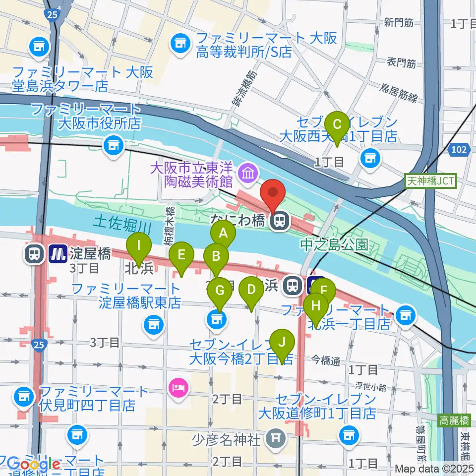 京阪電車なにわ橋駅 アートエリアB1周辺のホテル一覧地図