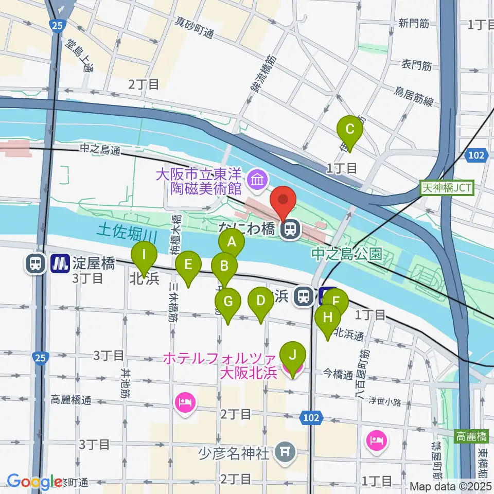 京阪電車なにわ橋駅 アートエリアB1周辺のホテル一覧地図