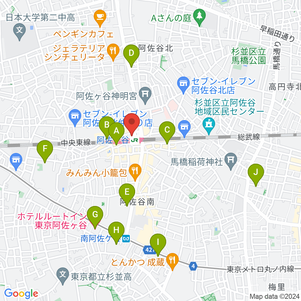 阿佐ヶ谷スタッカート周辺のホテル一覧地図