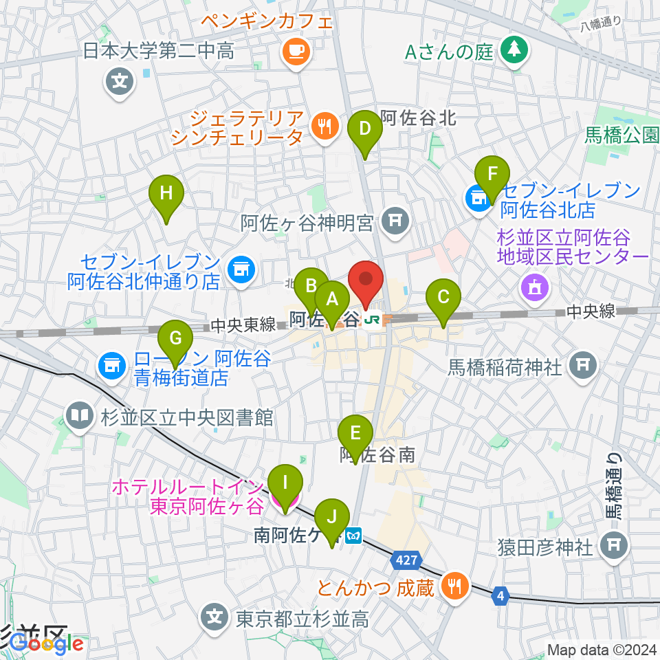 阿佐ヶ谷スタッカート周辺のホテル一覧地図