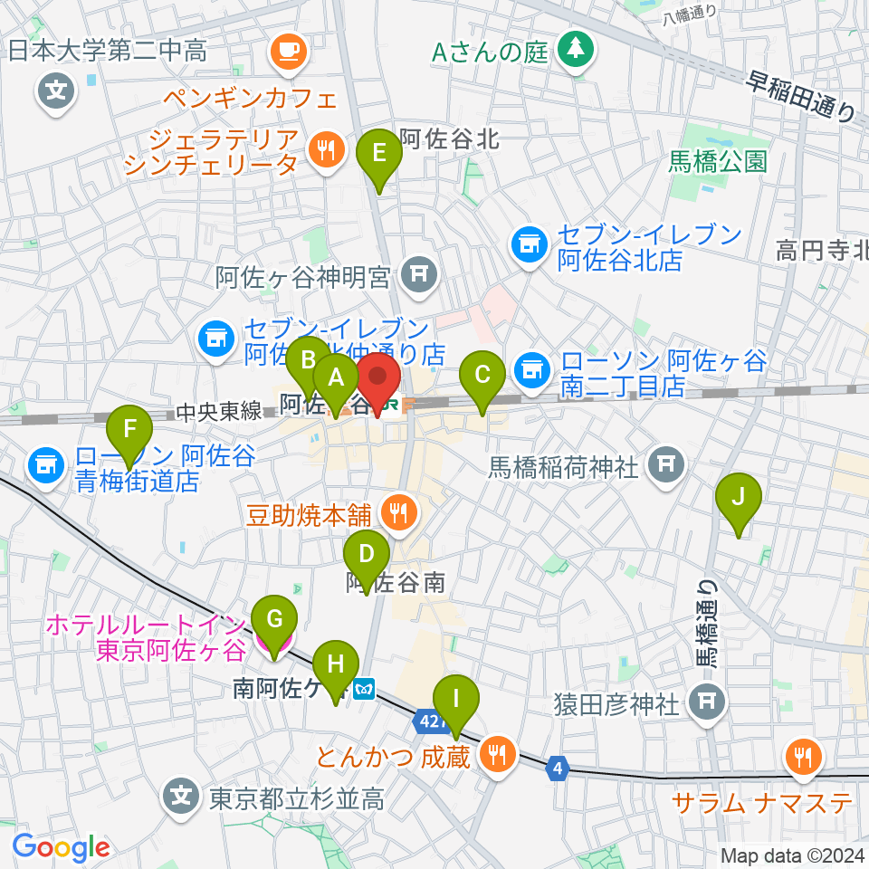 阿佐ヶ谷クラヴィーア周辺のホテル一覧地図