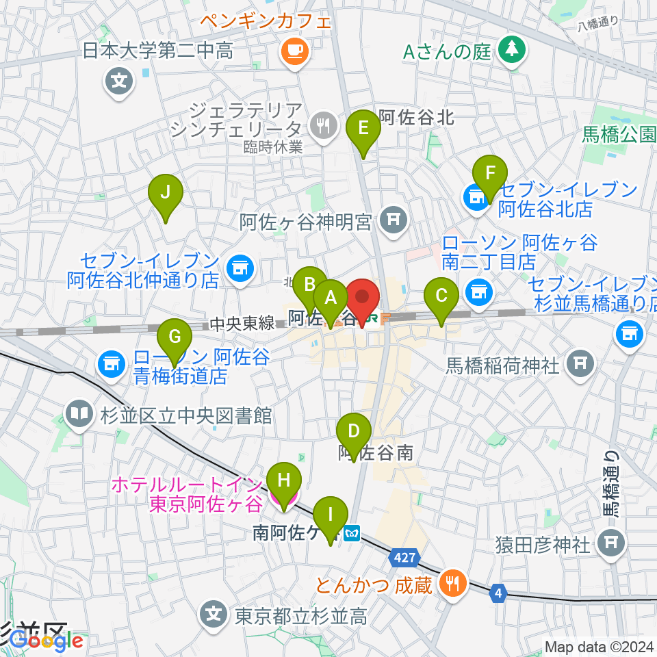 阿佐ヶ谷クラヴィーア周辺のホテル一覧地図