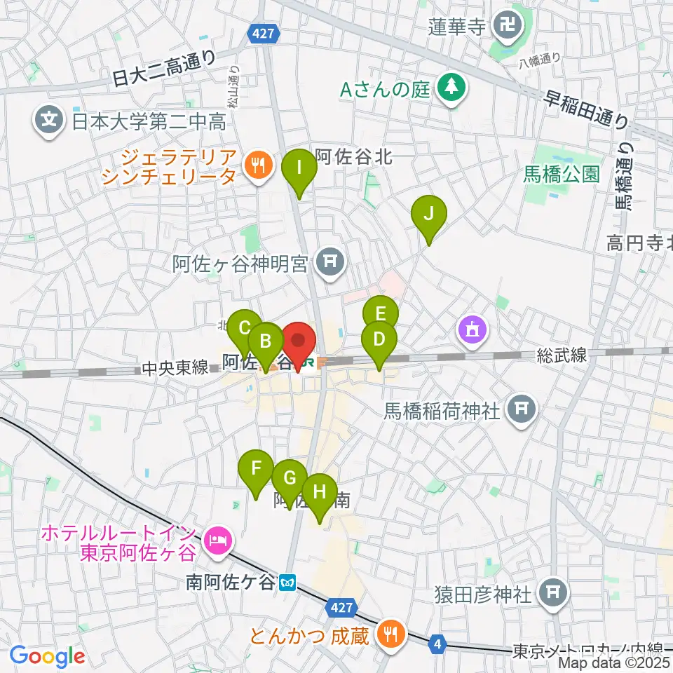 阿佐ヶ谷クラヴィーア周辺のホテル一覧地図
