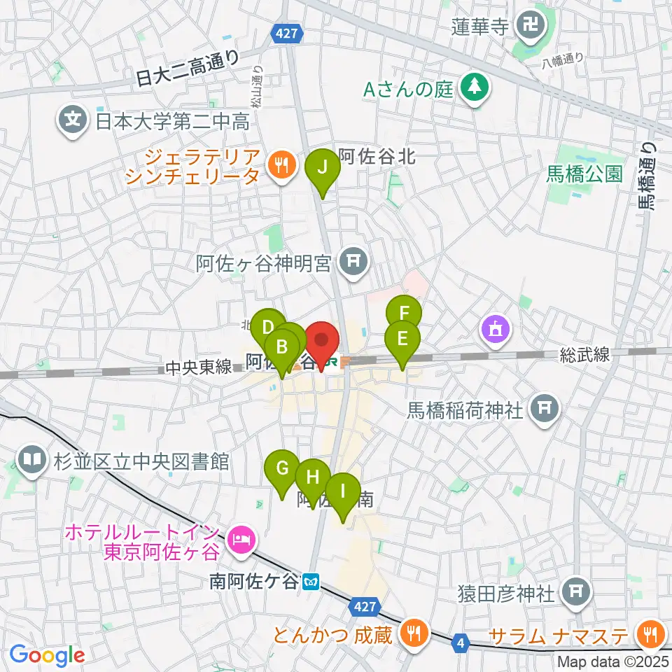 阿佐ヶ谷クラヴィーア周辺のホテル一覧地図