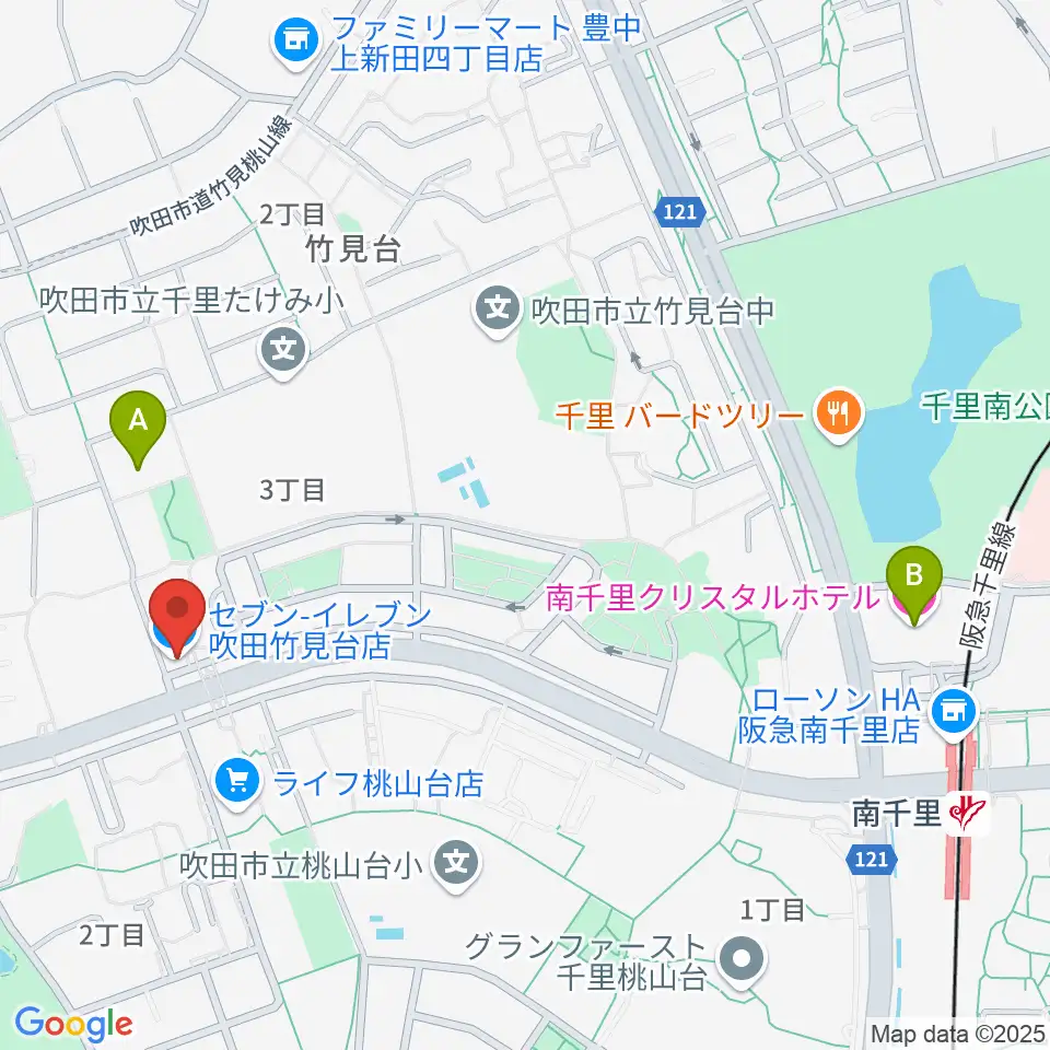 三木楽器 桃山台センター周辺のホテル一覧地図