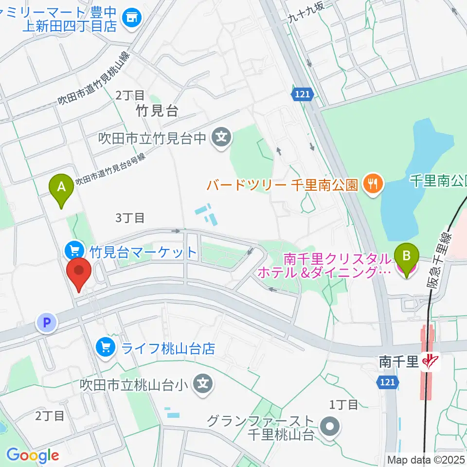 三木楽器 桃山台センター周辺のホテル一覧地図