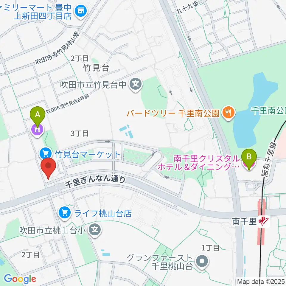 三木楽器 桃山台センター周辺のホテル一覧地図