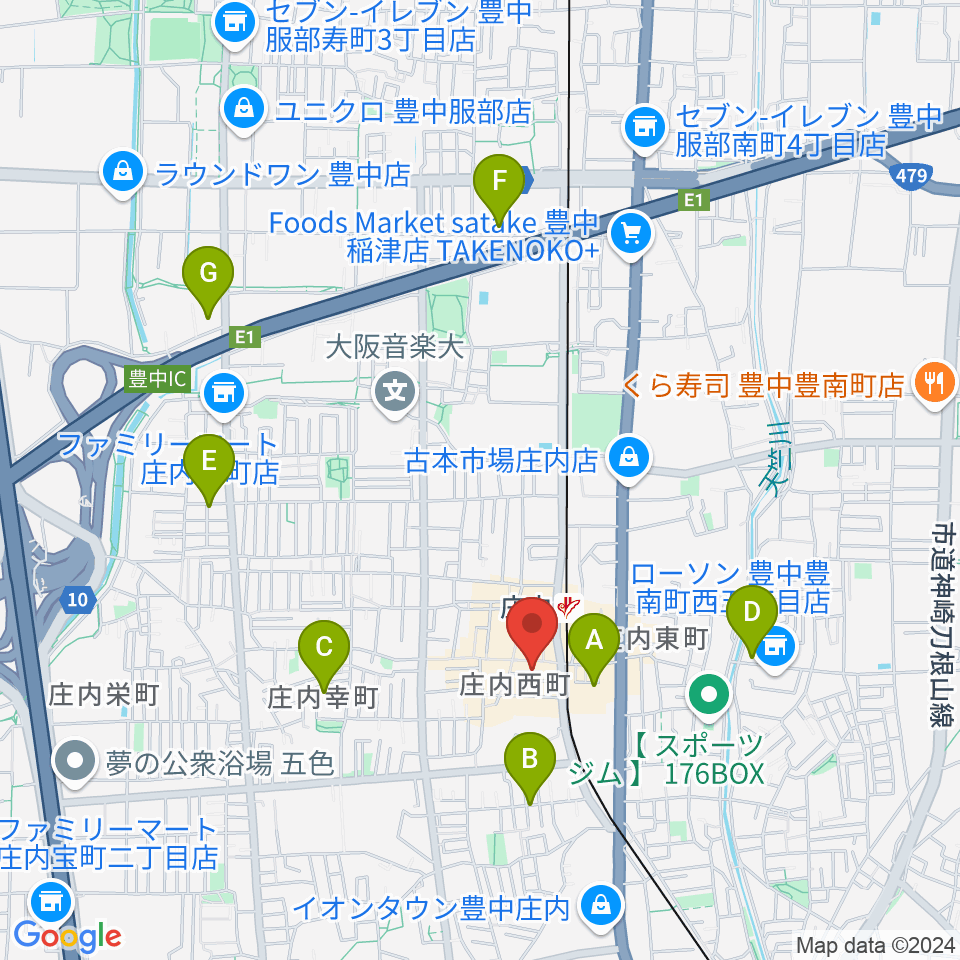 三木楽器 庄内センター周辺のホテル一覧地図