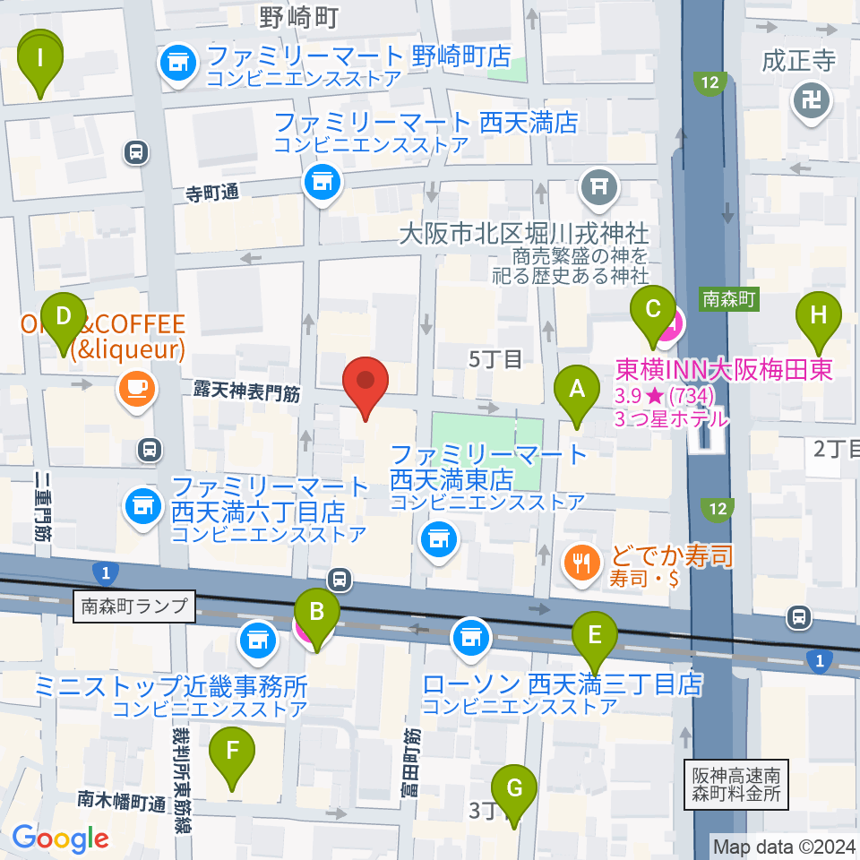 西天満D45周辺のホテル一覧地図