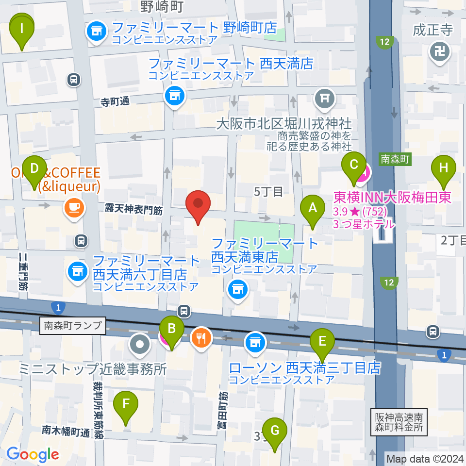 西天満D45周辺のホテル一覧地図