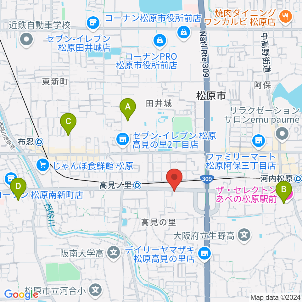 高見ノ里K's2周辺のホテル一覧地図