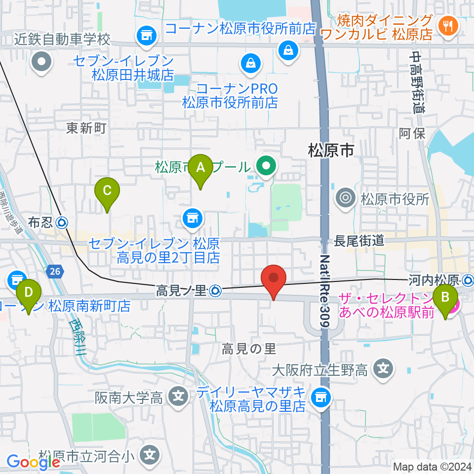 高見ノ里K's2周辺のホテル一覧地図