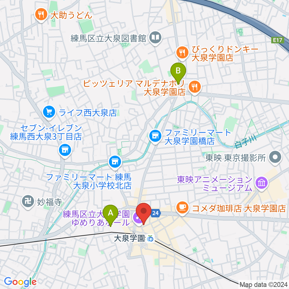 大泉学園アミズ・バー周辺のホテル一覧地図