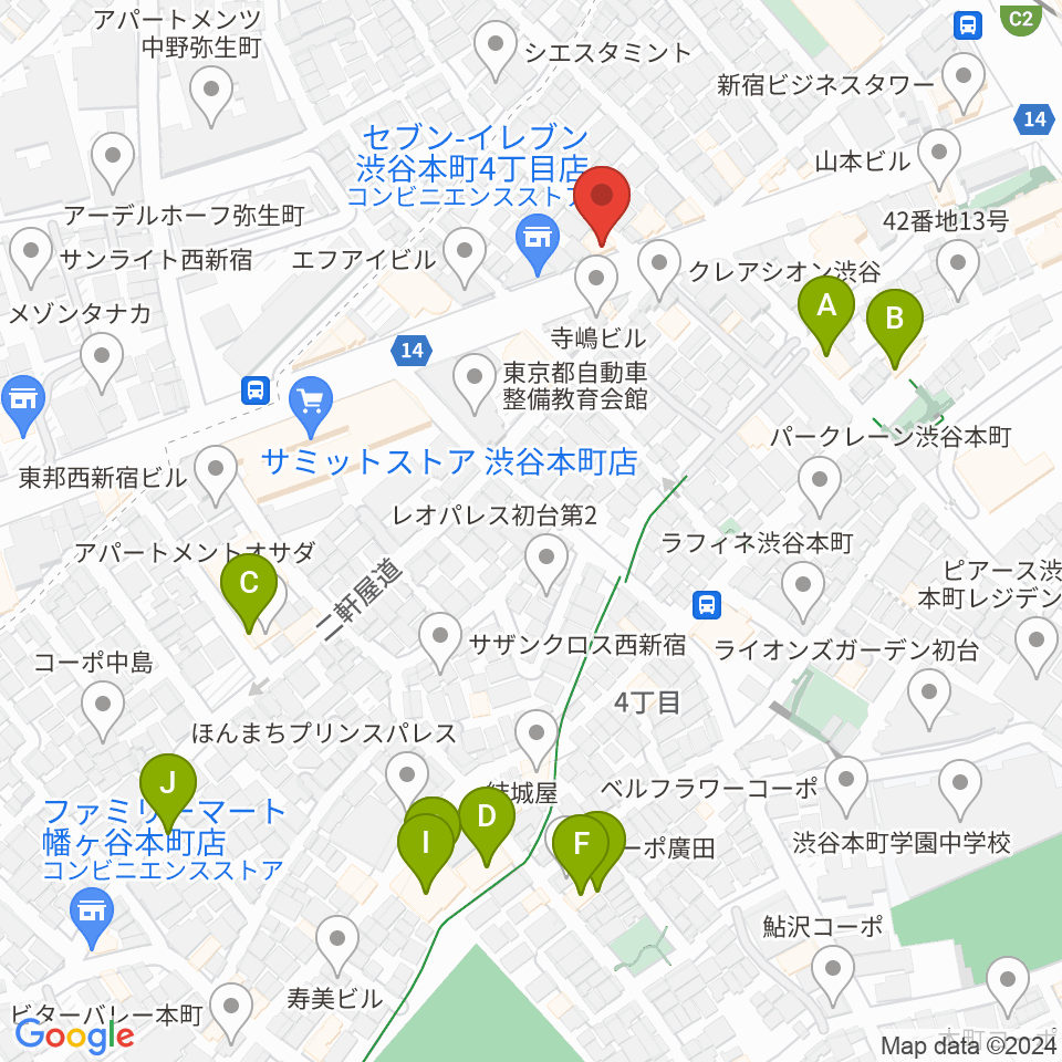 西新宿TOGI BAR周辺のホテル一覧地図