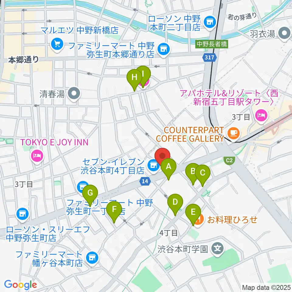 西新宿TOGI BAR周辺のホテル一覧地図
