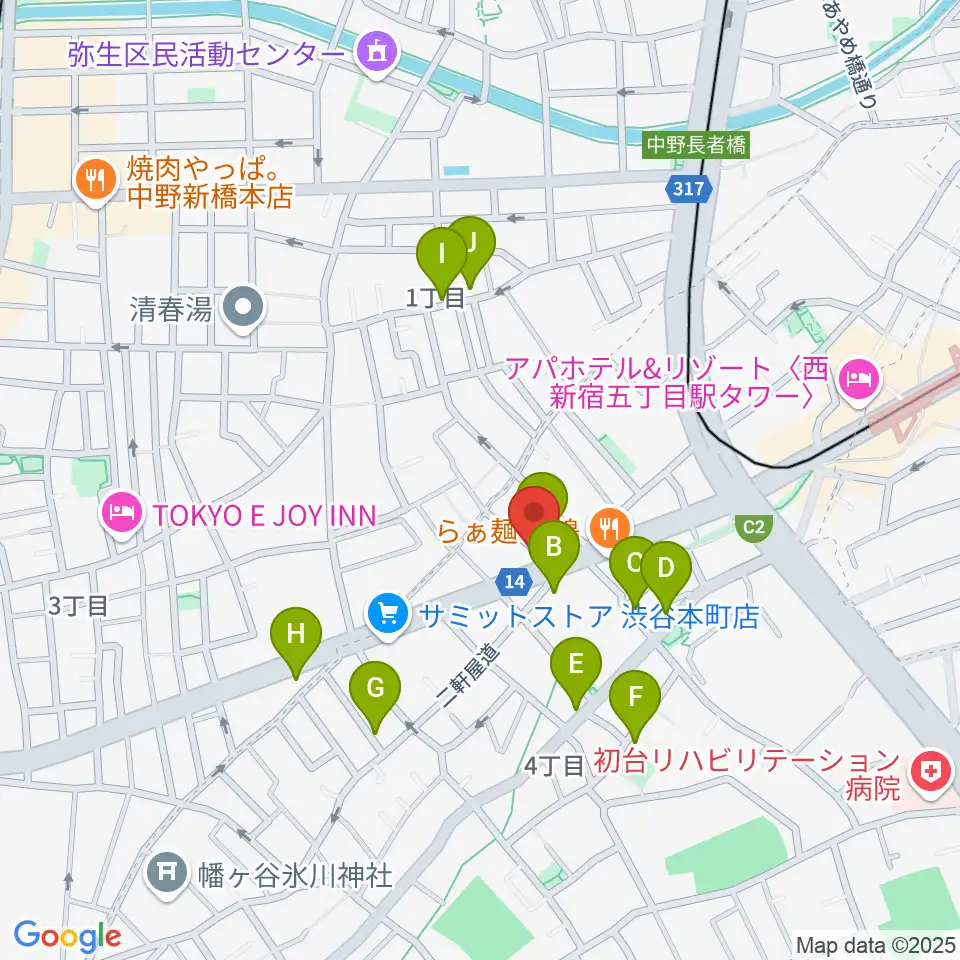 西新宿TOGI BAR周辺のホテル一覧地図