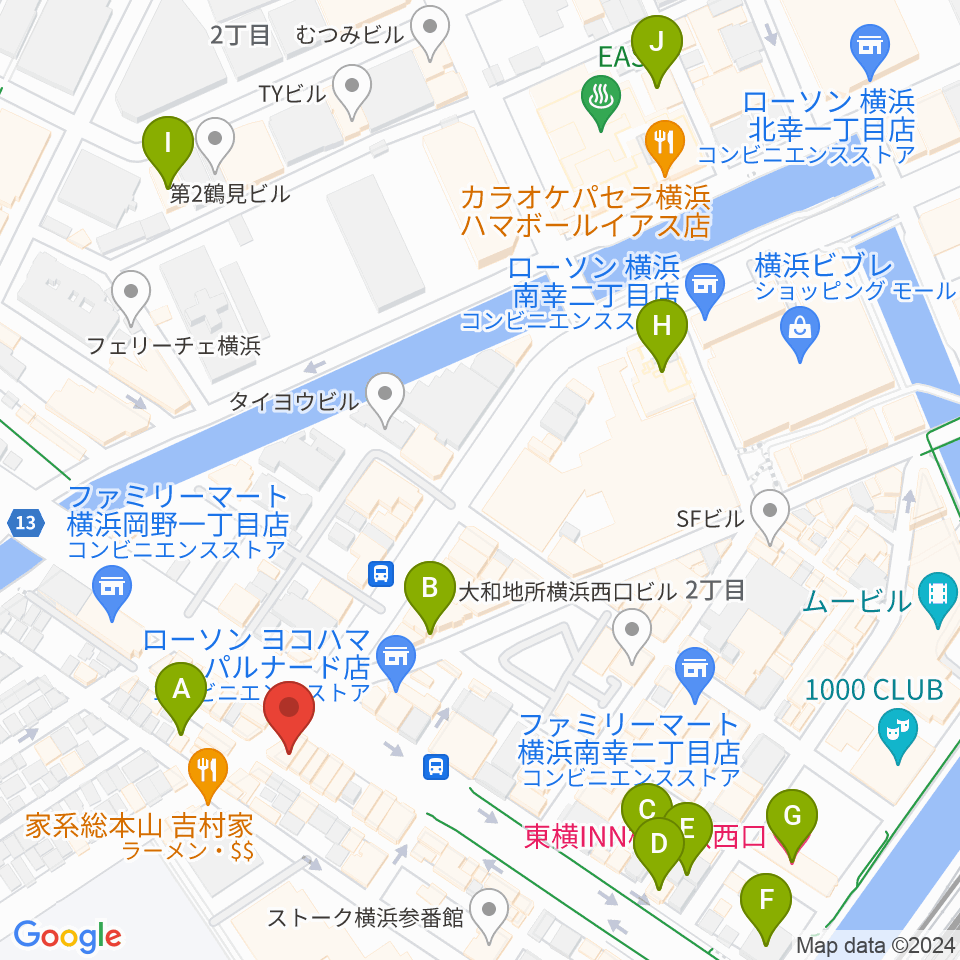 ベリーメリーミュージックスクール横浜校周辺のホテル一覧地図