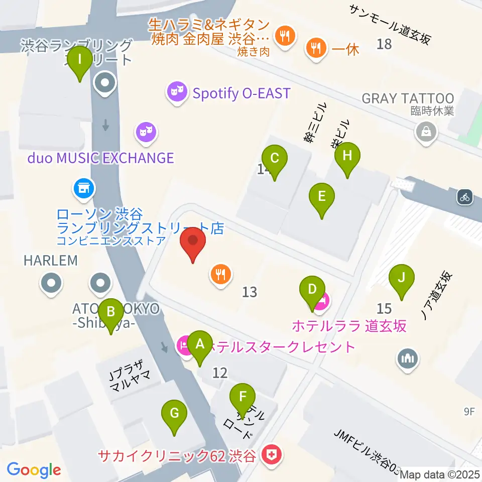 ゲートウェイスタジオ渋谷道玄坂店周辺のホテル一覧地図