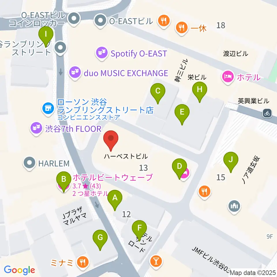 ゲートウェイスタジオ渋谷道玄坂店周辺のホテル一覧地図