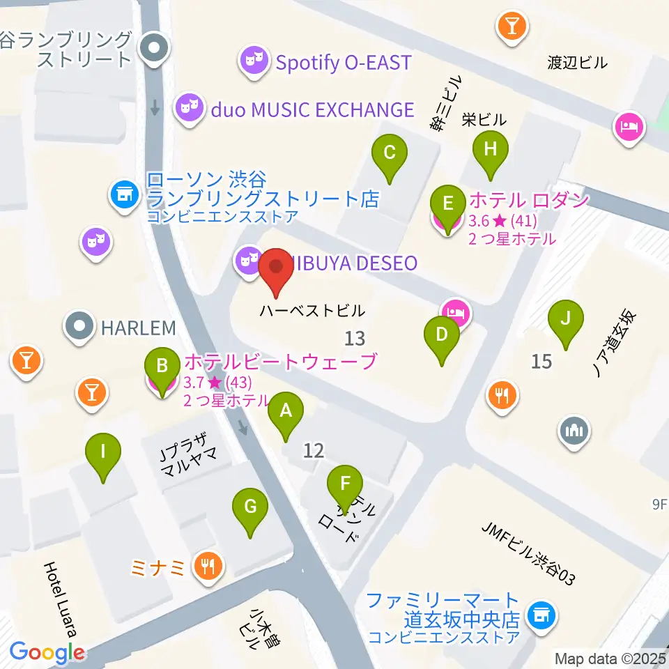 ゲートウェイスタジオ渋谷道玄坂店周辺のホテル一覧地図