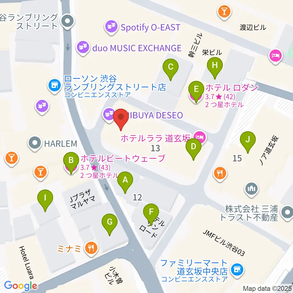 ゲートウェイスタジオ渋谷道玄坂店周辺のホテル一覧地図