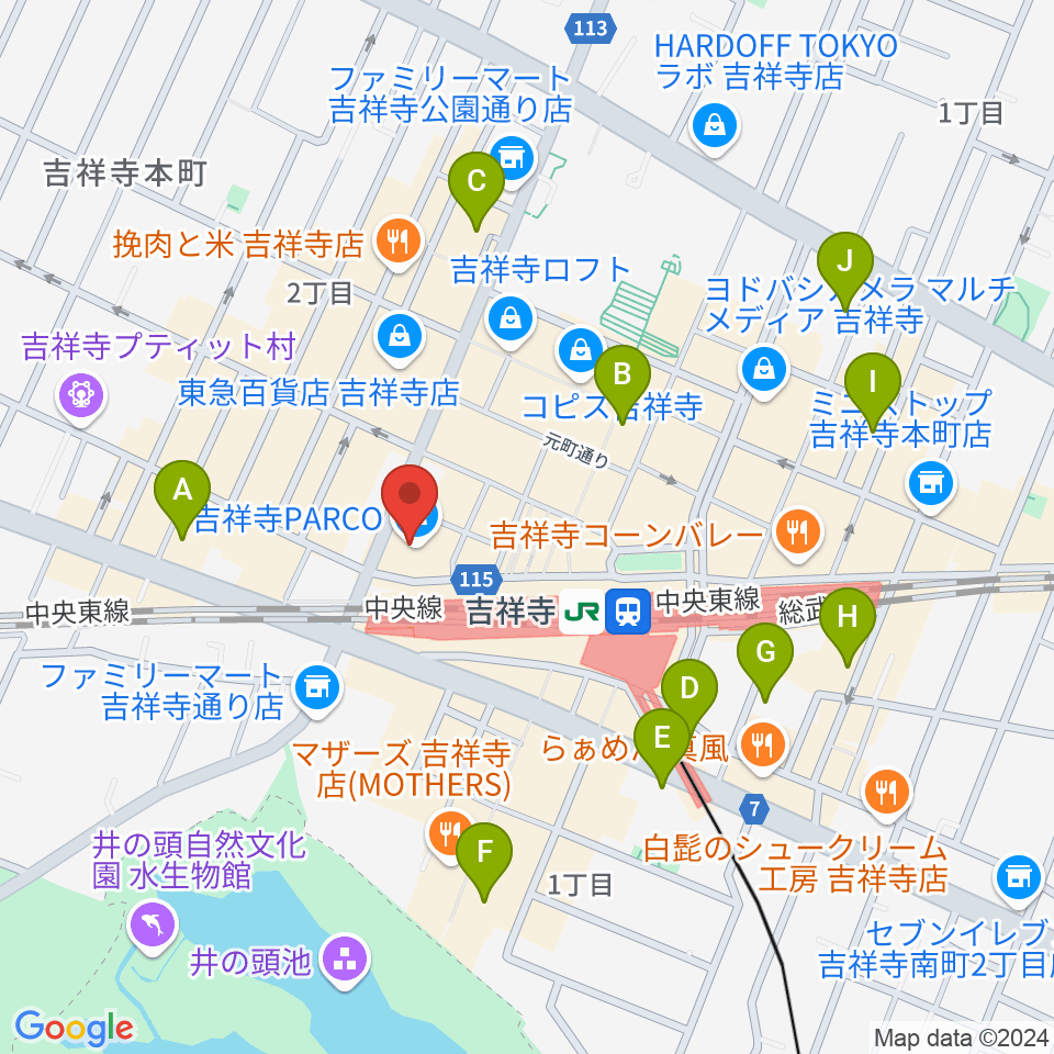 ディスクユニオン吉祥寺店周辺のホテル一覧地図